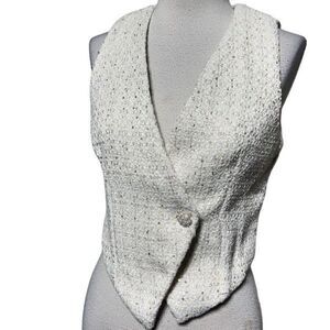 Mango MNG NWT Off White Sparkly Nubby Sequined Vest Size Small